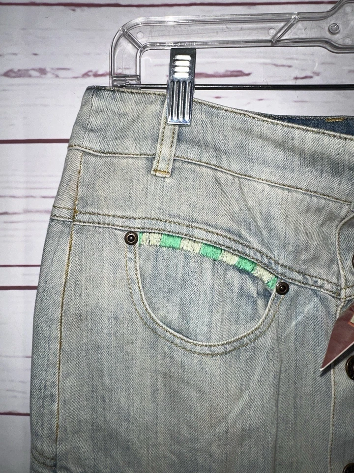 Falda Denim OILILY Talla 36 Tornado Bordada Nueva con Etiquetas Hasta la Rodilla Bolsillos Azul Foto 4 de 4