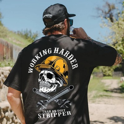Working Harder Than An Ugly Stripper Printed Men's T-Shirt Size S-4XL