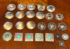 Lot of 25 Assorted Conchos Screw Back & Slotted Leather Working Headstall Halter