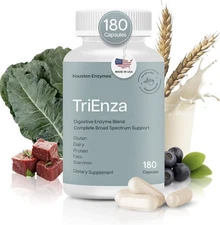 Houston Enzymes TriEnza Digestive Enzyme Blend 180 Capsules Gluten Dairy Support