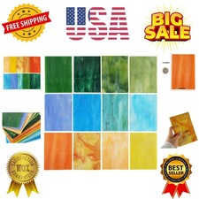 10 Sheets Variety Stained Glass Sheets Pack, 4 x 6 inch Large Cathedral Glass...
