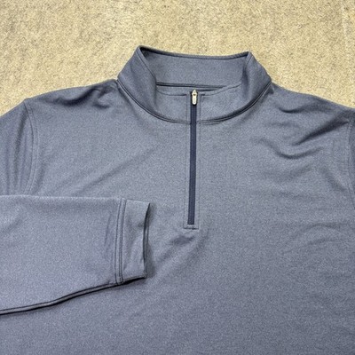 Peter Millar Perth Melange Performance 1/4 Zip Pullover Men XL Blue Stretch b082
