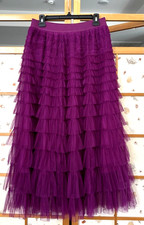 Women  s Ruffle Tulle Mesh Tutu Maxi Skirt Mesh Purple Fairy Size Large