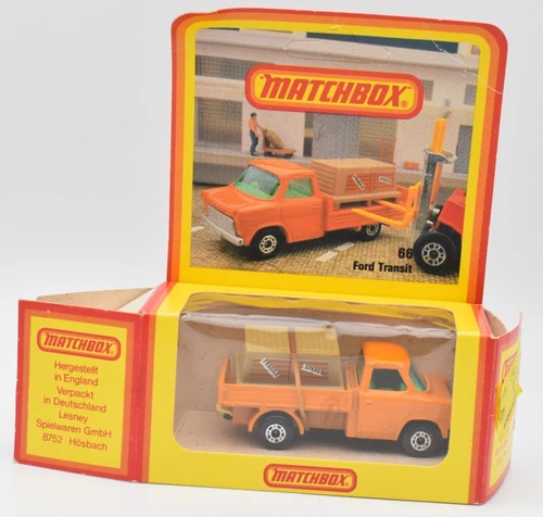 Matchbox Superfast #66 Ford Transit. black base. German Box. Lesney England