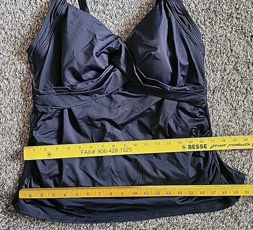 Swim Top Black 16W DD Wrap Front 1X Solid Underwire Slimming Lands End S911 - Imagen 3 de 7