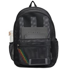 Heavy Duty Mesh Backpack See Through College Black