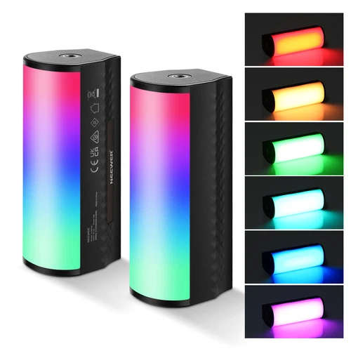 NEEWER 2 Pack Magnetic Handheld Light Wand RGB Mini LED Video Light Stick