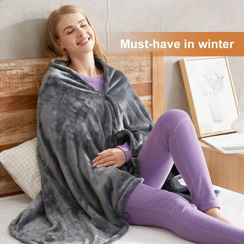 Electric Plush Throw Blanket Warm Shawl Heating Lap Blanket Warm Pad | eBay