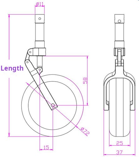 135mm-220mm Fork Style Nose Front Wheel (2.75") Aluminum Strut Landing Gear - Picture 13 of 20