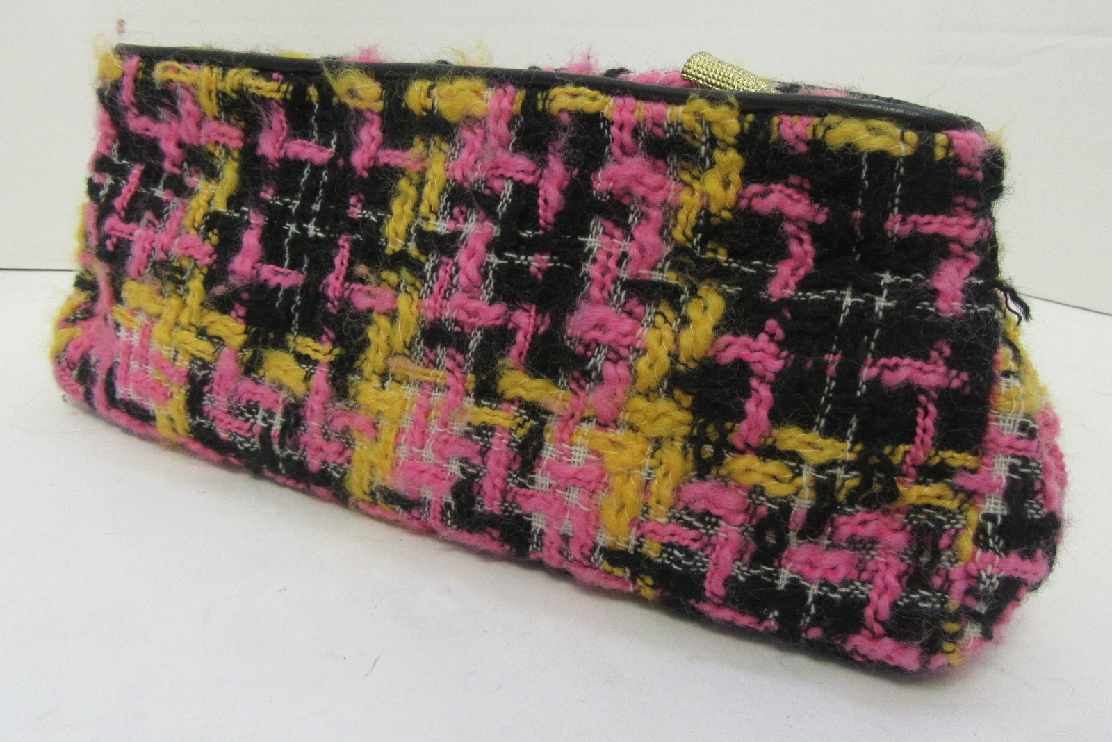 MILLY Pink/Yellow/Black Tweed Clutch - image 1