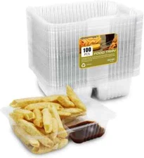 100 PC Nacho Trays Disposable, 12Oz Plastic Nacho Containers with Chip and Dip