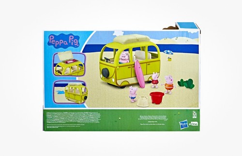 Peppa Pig Beach Camper Playset con 4 Personaggi - Peppa's Adventures Giallo NUOVO - Foto 3 di 24