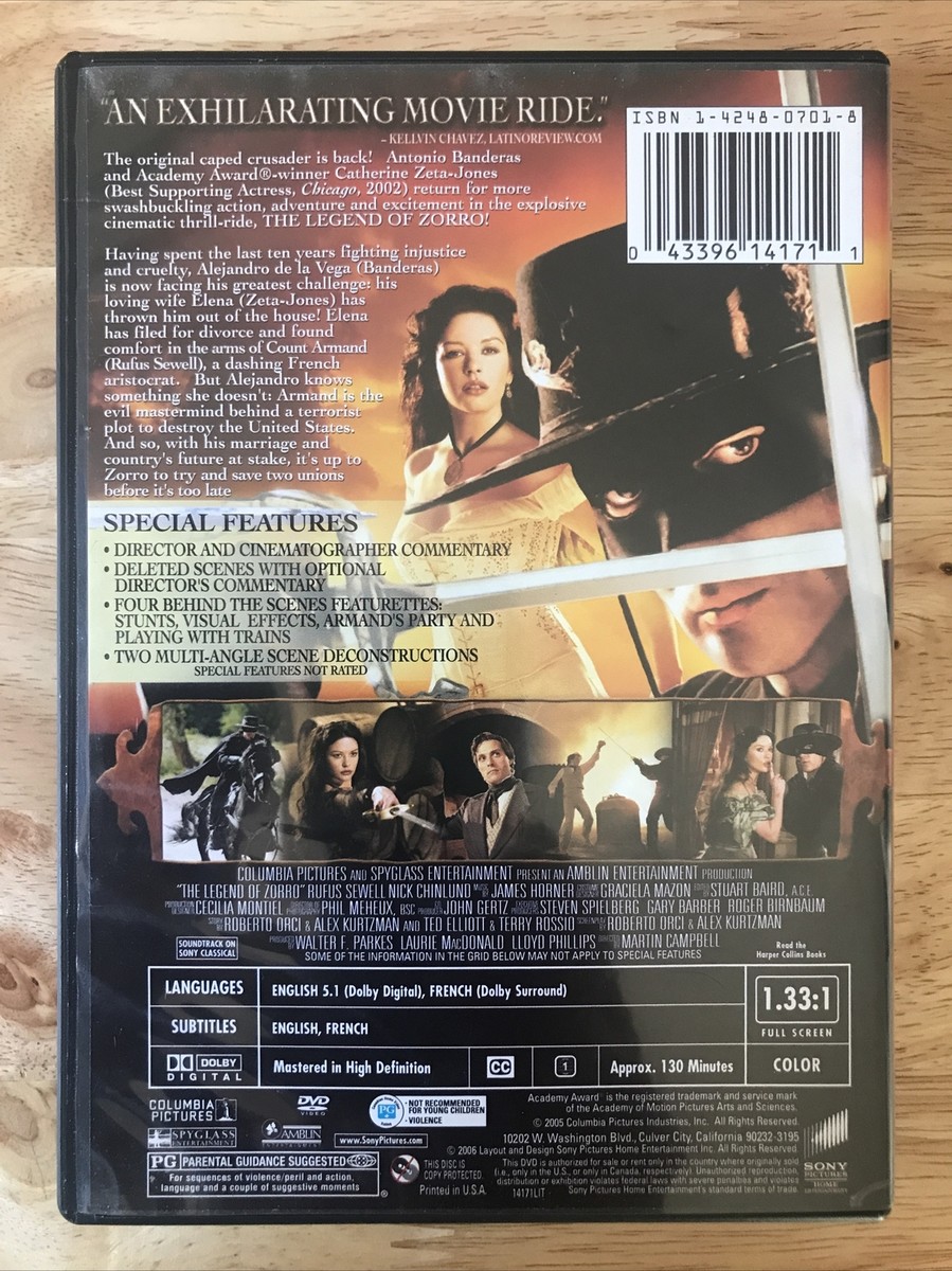 The Legend of Zorro DVD Full Screen: Antonio Banderas & Catherine