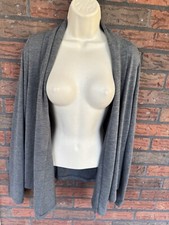 Gray Open Cardigan Shawl Collar Medium Long Sleeve Stretch Jacket Sweater USA