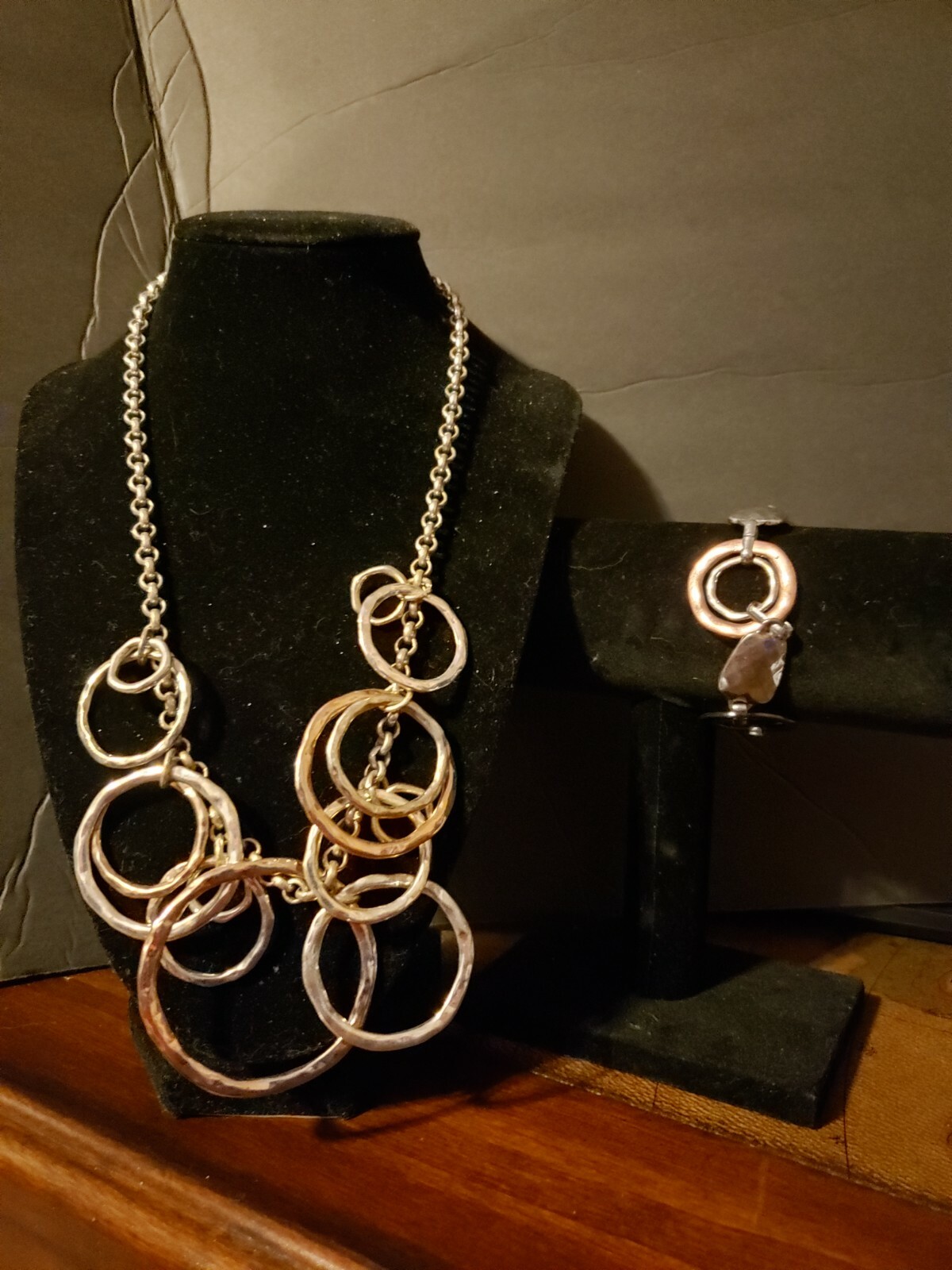 Multi Circle Necklace Silver Adjustable Length  a… - image 10