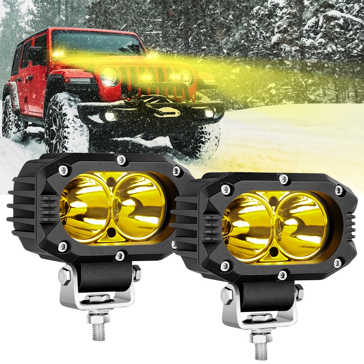 flex breeze vape 4 Inch 40W Amber Fog Lights, Amber LED Pods Off Road Amber Ditch Light