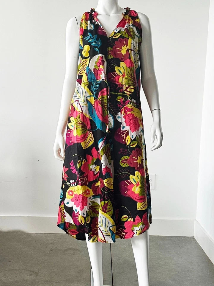 Vestido midi de terciopelo estampado Ramona de algodón talla pequeña Foto 2 de 4