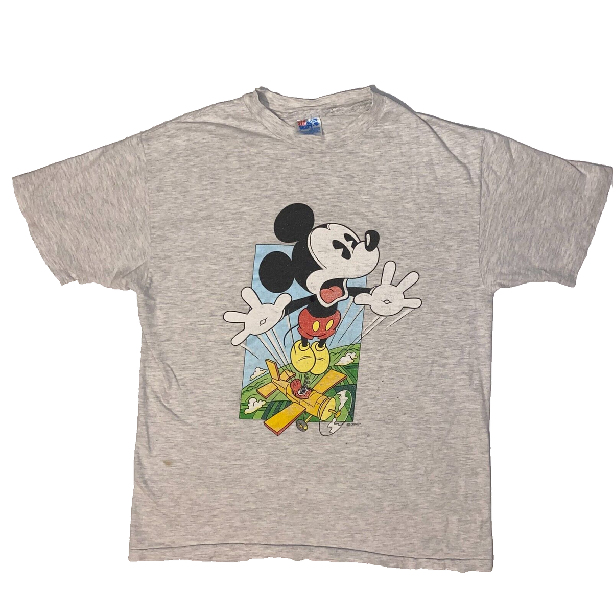 Vintage Disney Mickey Mouse Ejecting Out Of Airplane 90's Thrashed