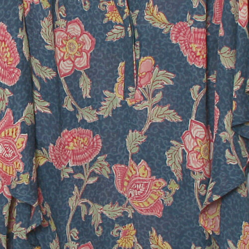 Chaps Blue Floral VNeck Short Sleeve Poly Tunic Blouse XXL - Picture 4 of 9