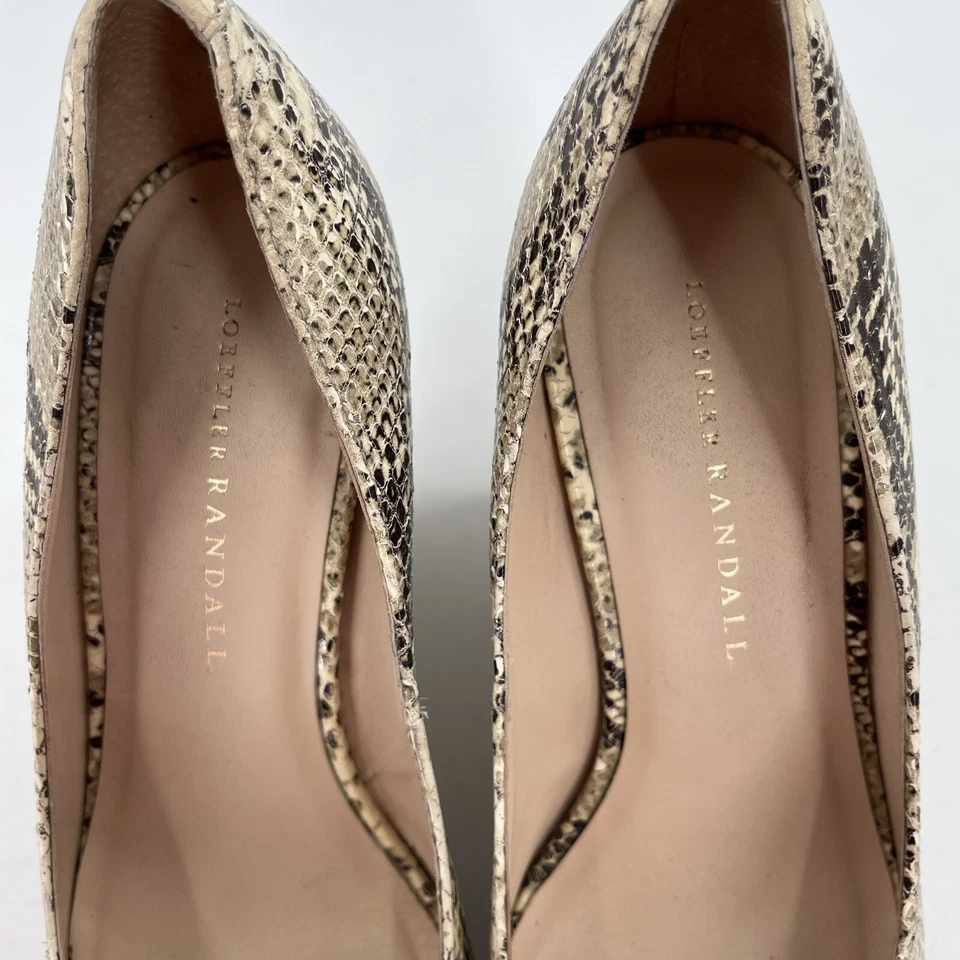 Zapatos de salón de cuña LOEFFLER RANDALL talla 7 de cuero beige con estampado de piel de serpiente en relieve Foto 4 de 4