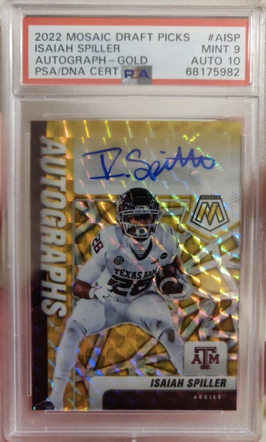 Isaiah Spiller Panini Mosaic Draft Picks Autographs #AISP Gold