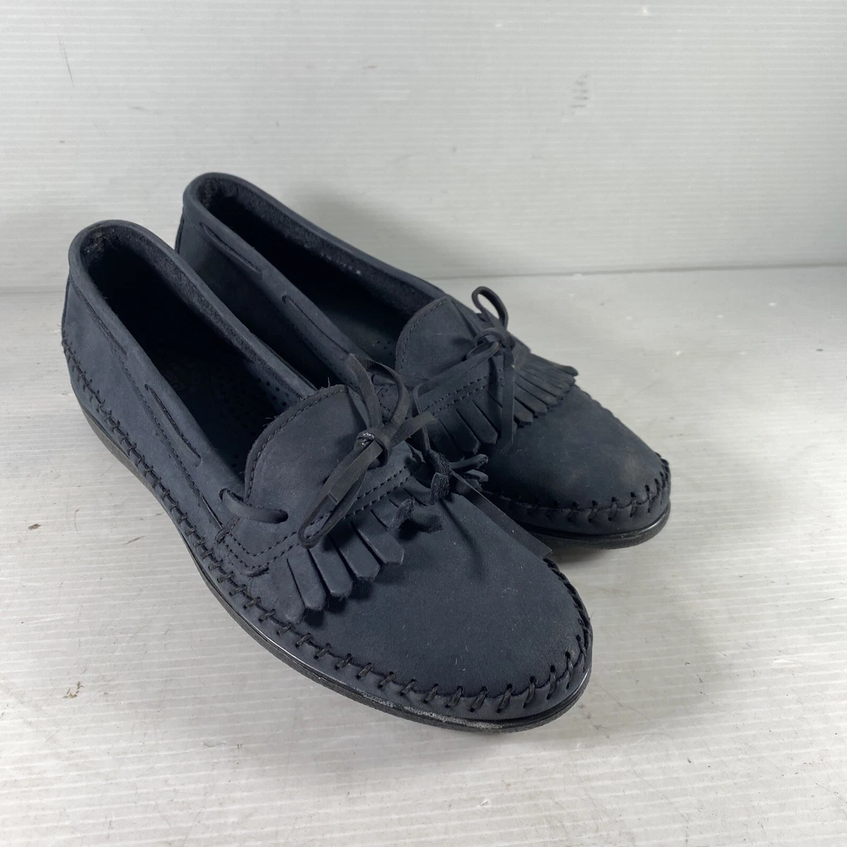 VTG Dexter USA Navy Blue T417 Leather Slip On Tassel Comfort