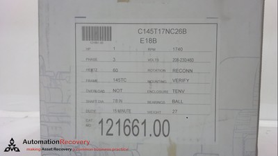 LEESON ELECTRIC COMPANY 121661.00, MOTOR, NEW #267532