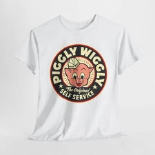Vintage Retro Piggly Wiggly Unisex Cotton Tee, Original Self Service Shirt, Pig