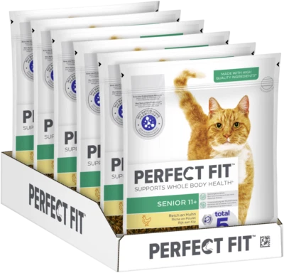 6x750g Perfect Fit Katzenfutter Trockenfutter Beutel Senior 11+ mit Huhn