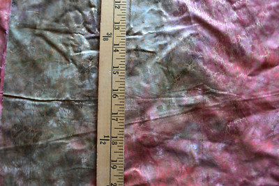 BATIK TYE DYE PINKS GREEN GOLD METALLIC PRINT 100%  COTTON FABRIC   66X45 INCHES