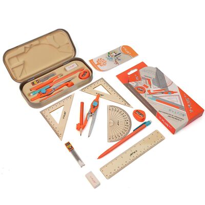 Student Geometry Set Math Protractor Compass 12-Piece Box | eBay