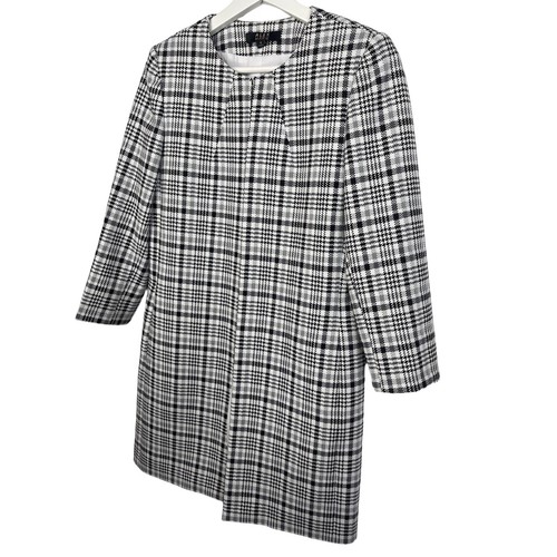 Alex Marie Jacket Womens Plaid Checkered Preppy Old Money Coat Black Gray Size 4 - Picture 4 of 13