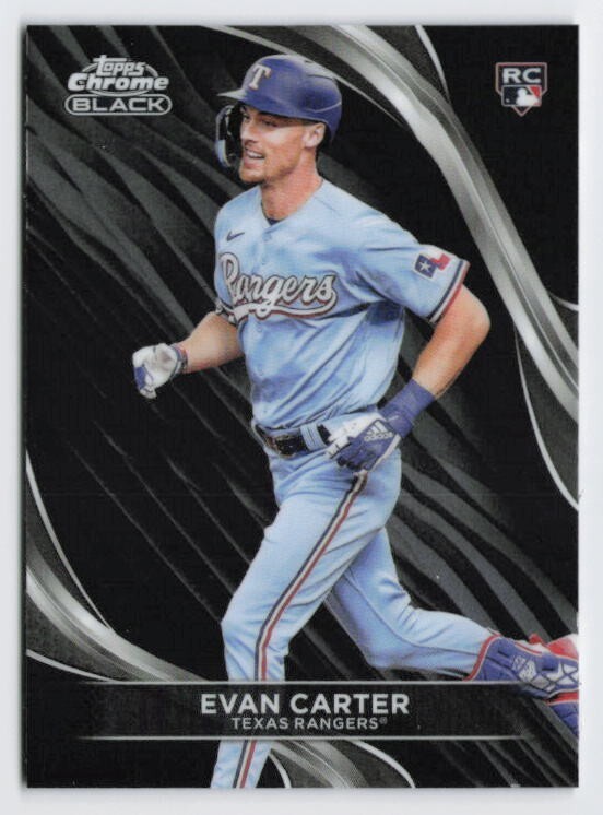 2024 Evan Carter Rookie Card Topps Chrome Black #83 Texas Rangers