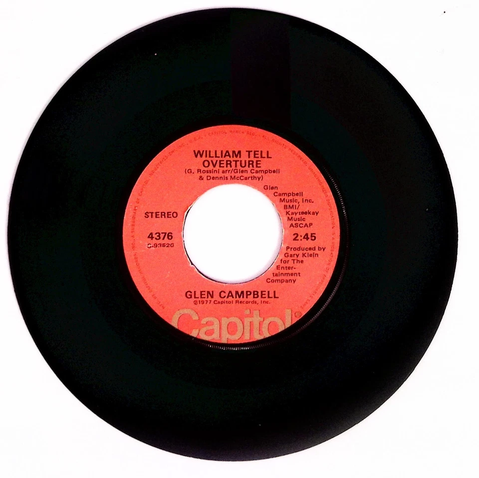 GLEN CAMPBELL WILLIAM TELL OVERTURE/SOUTHERN NIGHTS CAPITOL REC. VINYL 45 75-108 Foto 2 de 3