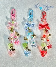 Handmade Strawberry Phone Purse Bag Charm/Keychain Accessory Gift w/Clip