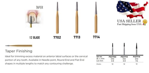 Trimming & Finishing gold carbide burs with blades Friction Grip different sizes - 第 6/25 張圖片