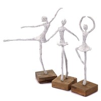 Ballerina Dekofigur Auf Sockel | Weiß | Ballett Deko Statue, TäNzerin Aufsteller