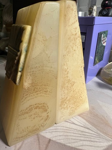 Vintage_Heavy_Bookends_Hand Carved_Onyx?_Stone_Aztec Theme_Carved Face_cHECK iT - Picture 24 of 24