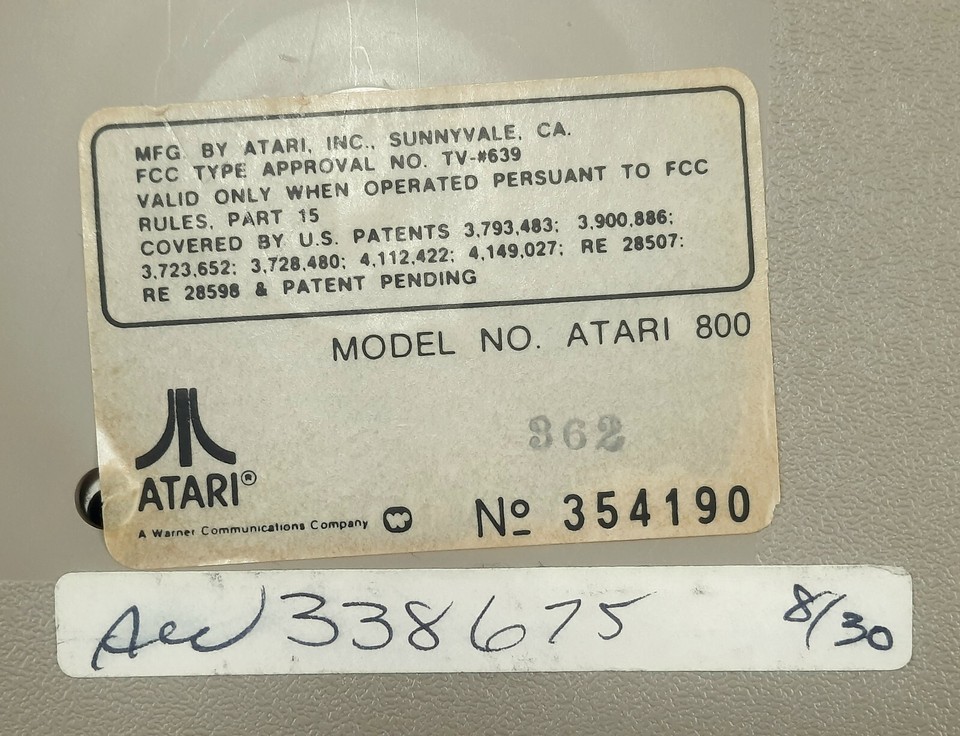 Atari 800 Computer With Original Power Supply / Spacebar Not Working