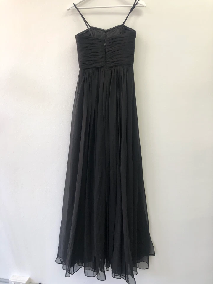 Maxi Vestido Bariano Negro Sin Tirantes AU 6 Formal Noche Ocasión Foto 3 de 3