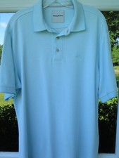 Tommy Bahama Mens Short Sleeve Light Aqua Teal Marlin Pullover Polo Shirt Medium
