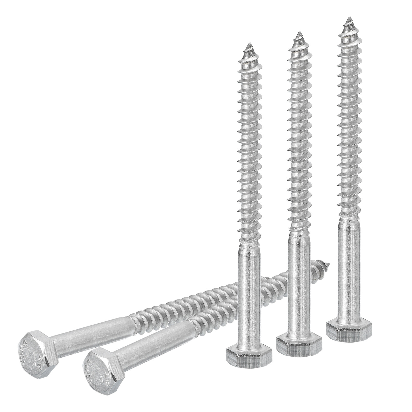 M6x75mm Hex Lag Bolts -15Pack 304 Stainless Steel Partial Thread Screws Silver