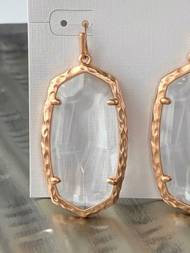 New Kendra Scott Ella Drop Earrings In Clear Glass w/ Pouch $75 - Picture 2 of 4