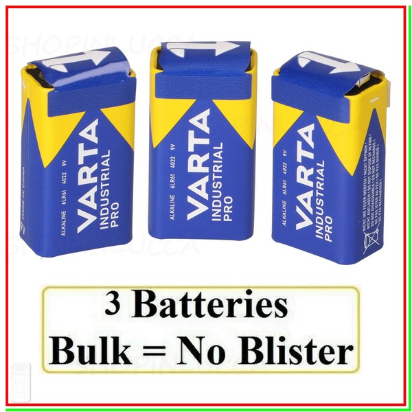 3 Pile 9V Varta Batterie Transistor 9 Volt 9 V Block 6LR61 ID1604 6LF22 Bulk-image