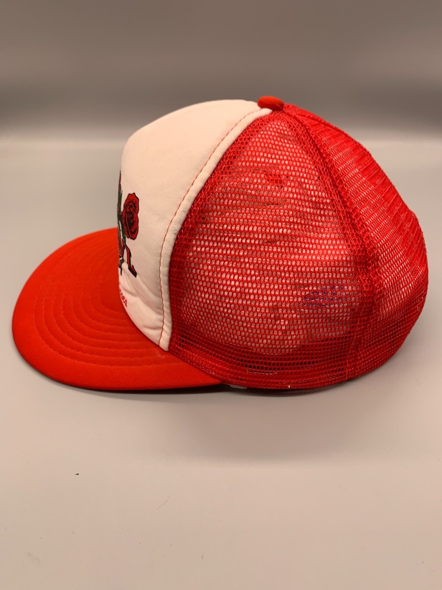VINTAGE Rose Bowl Hat Cap Snap Back Red White California Headwear
