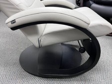 Fjords Trandal Large Recliner Chair  Ottoman, Stark White, Espresso Wood