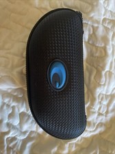 Genuine Costa Del Mar Sunglasses Hard Zip Up Clam Shell Case Black / Blue