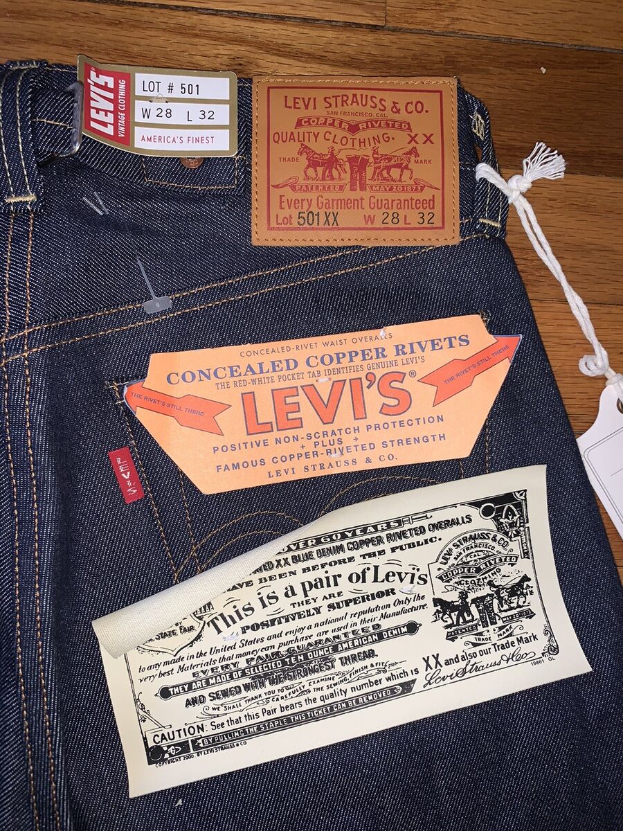 Levi's Vintage Jeans 501XX 1937 28x 32 Made in Japan New Levi's Vintage Jeans 501XX 1937 28x 32 Made in Japan New
