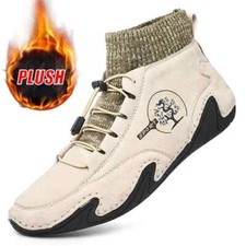Men Winter Lightweight Ankle Boots Fashion Leather Boots Pulsh Warm Casual Shoes