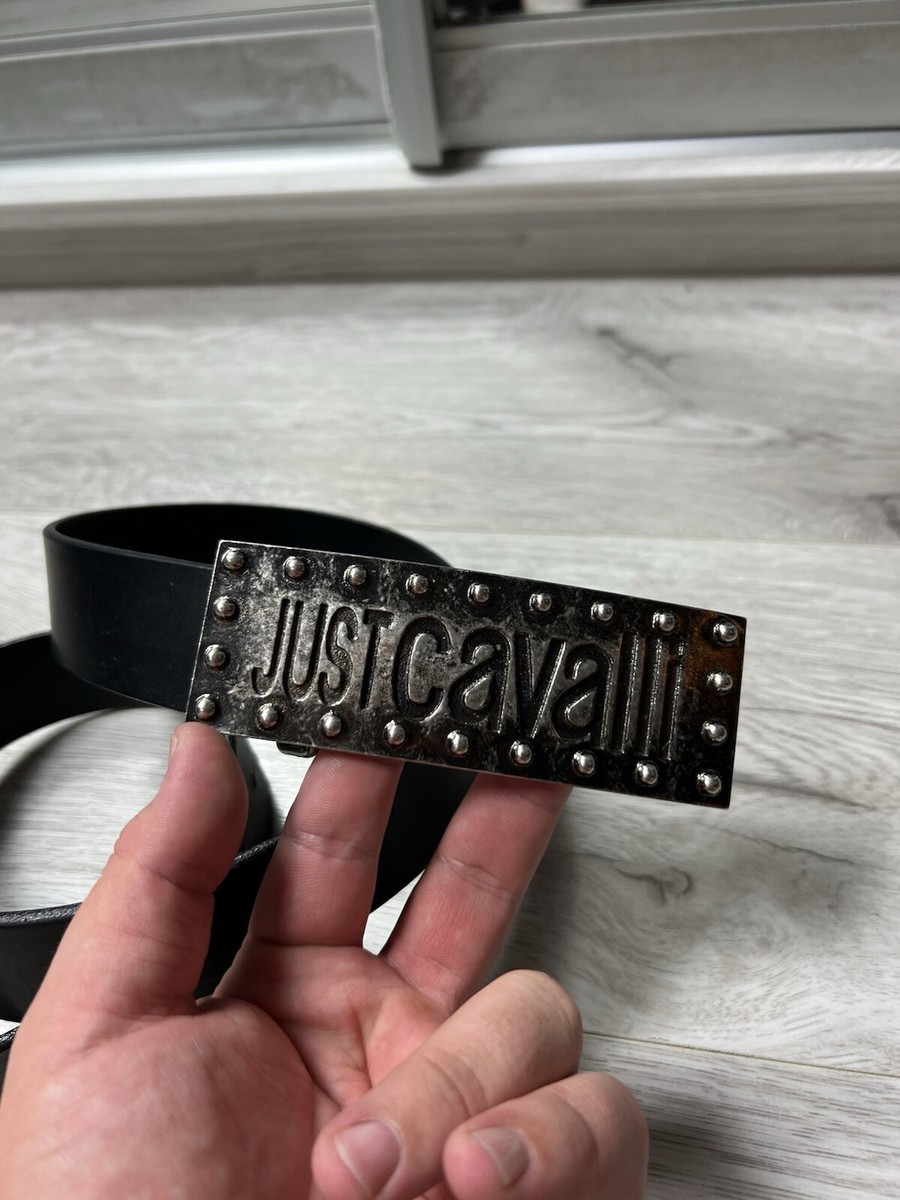 Just Cavalli y2k Black Croc Whimsygoth Embossed Leather Belt Rhinestone Buckle Just Cavalli Black Croc Embossed Belt | eBay main image 3